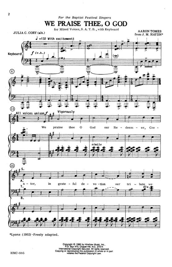 We Praise Thee, O God